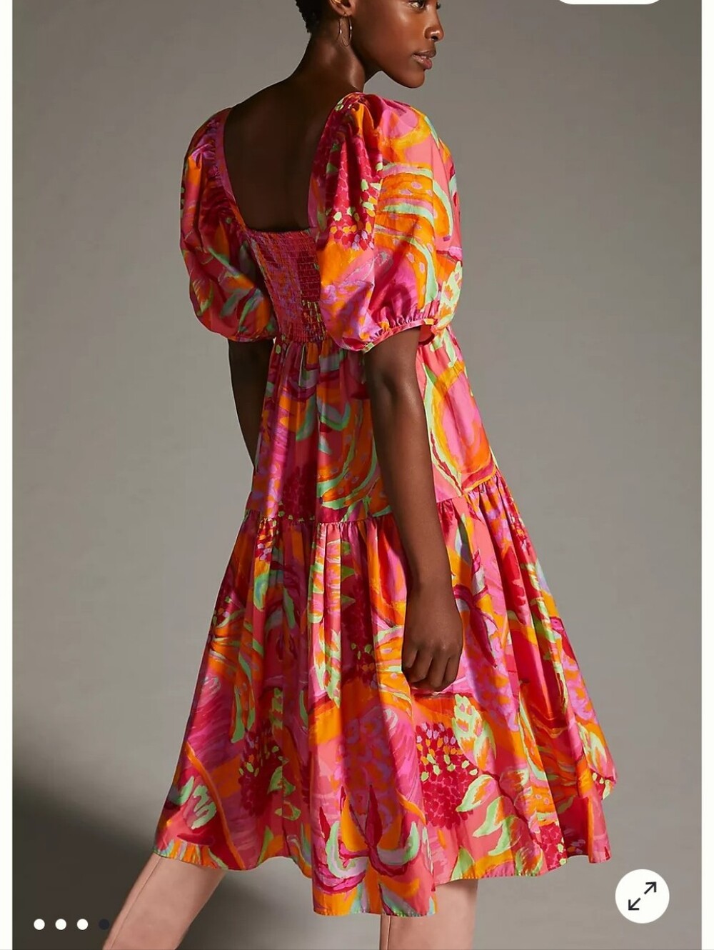 Farm Rio Puff Sleeve Midi Dress - Picture 2 of 9
